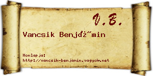 Vancsik Benjámin névjegykártya