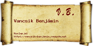 Vancsik Benjámin névjegykártya